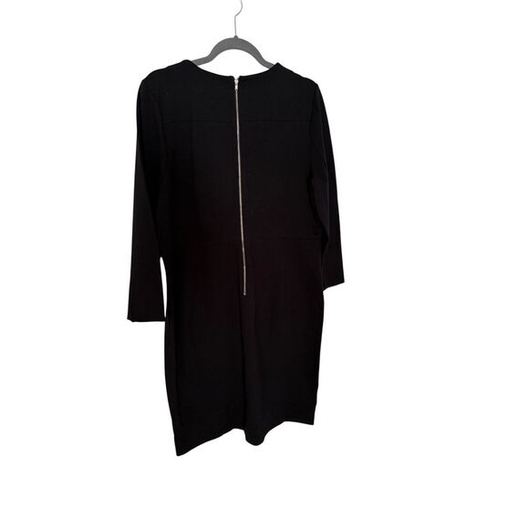 NWT J. Crew Womens Black Zip Ponte 3/4 Sleeve Stretch Knit Sheath Dress Size 16 - Picture 2 of 13